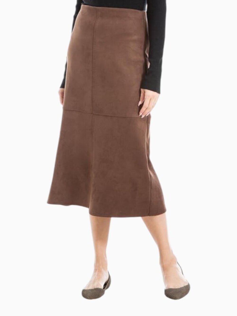 NWT MAX STUDIO FAUX SUEDE A-LINE MIDI SKIRT SIZE 8
